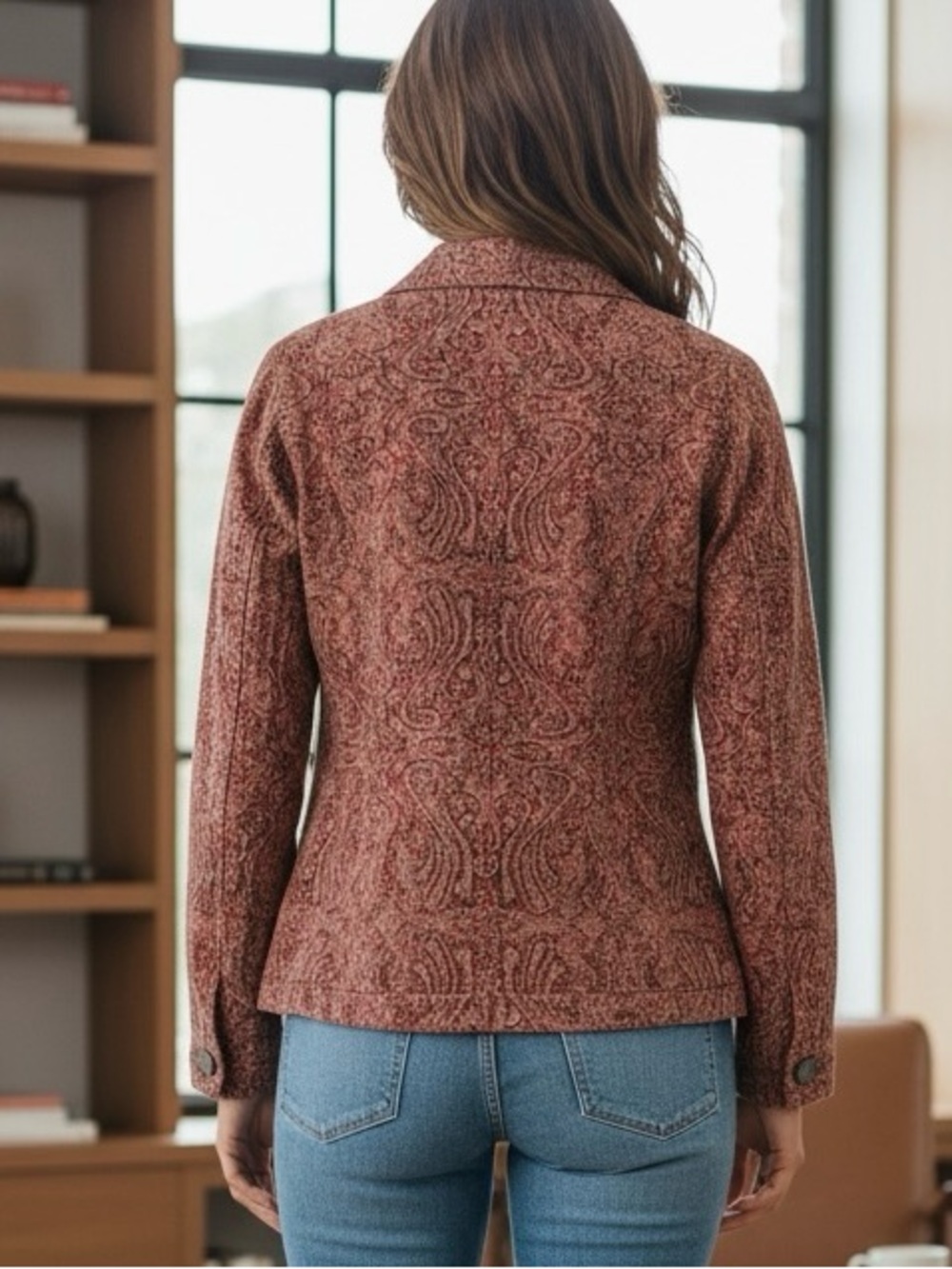 J BEE Vintage Women's size Large Rust/Tan Textured Button-Front Jacket - Picture 2 of 7